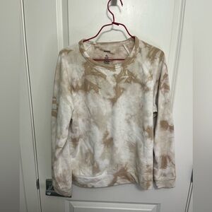 Sonoma Women's Cream and Tan Tie-Dye Sweatshirt in size PL